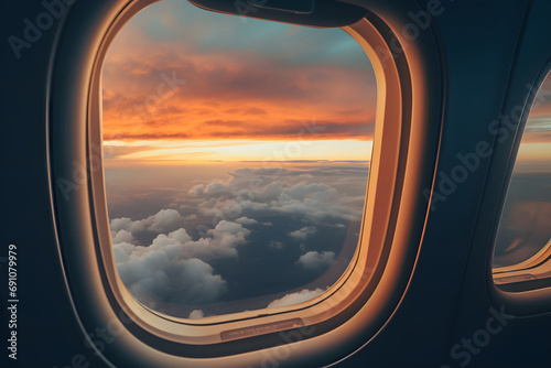 Himmelserwachen: Faszinierender Blick aus einem Flugzeugfenster auf endlose Horizonte