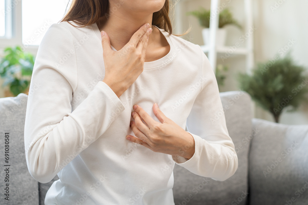 Acid reflux disease, suffer asian young woman have symptom