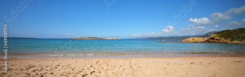 Panoramic view of a sandy beach in Corsica