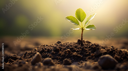 Seedling emerges from the rich soil. From Seed to Oak Entrepreneur's Journey of Growth and Success