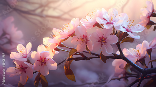 The enchanting essence of blossoming beauty. Generative Ai