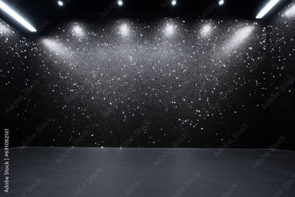 Obraz premium A sleek black epoxy wall texture with silver glitter accents for a modern look