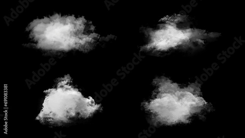 isolated summer white realistic cloud set