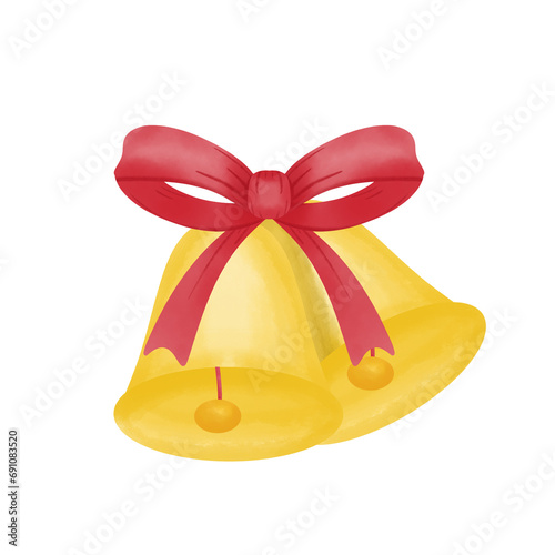 Yellow bell tied with a red bow For decorating to look beautiful.