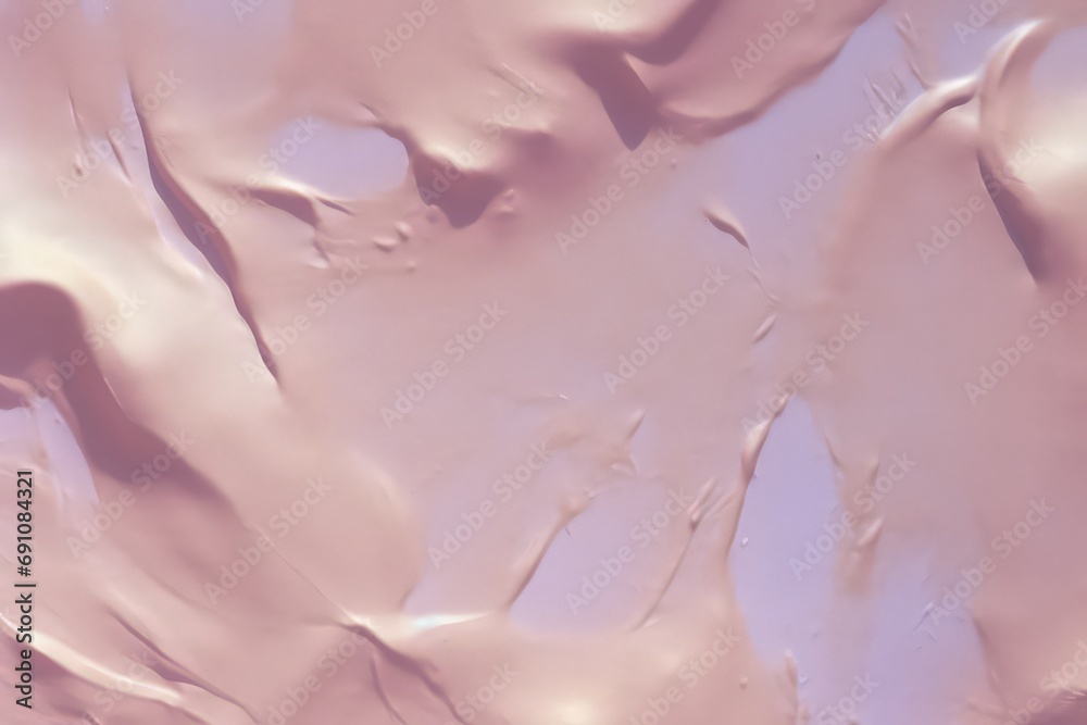 A close up top view of soft cream ice cream pomade in light yellow and pink gradient colors, Generated by AI