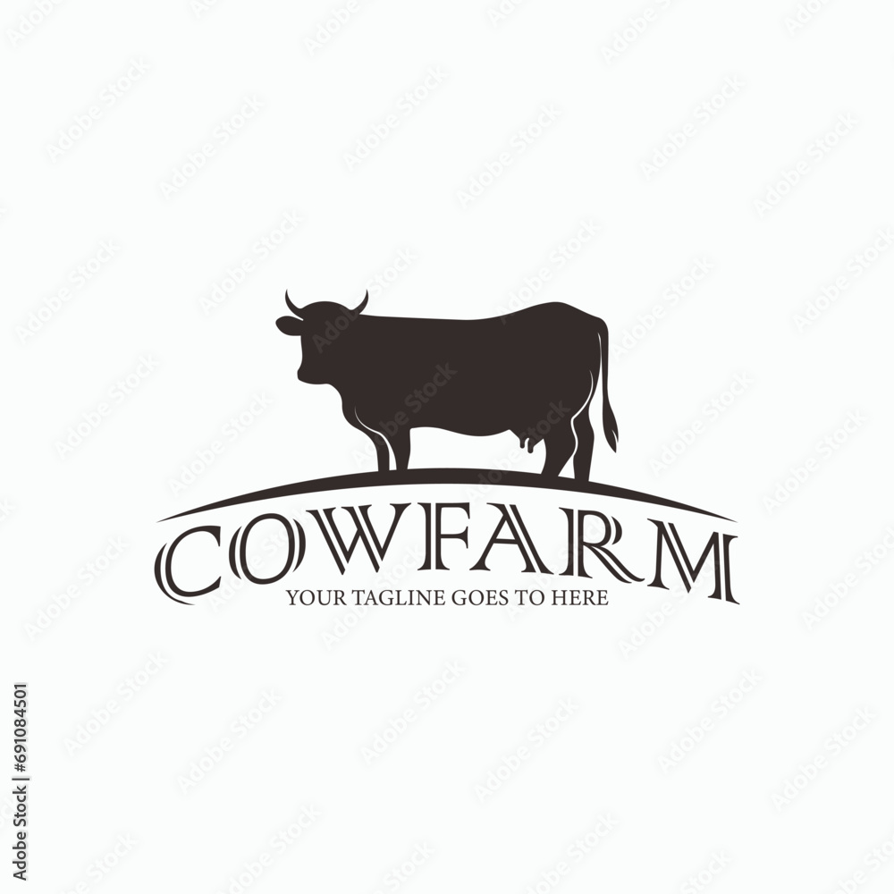 Obraz premium Silhouette cow livestock, farm logo bundle. Perfect for company logos, business and branding.