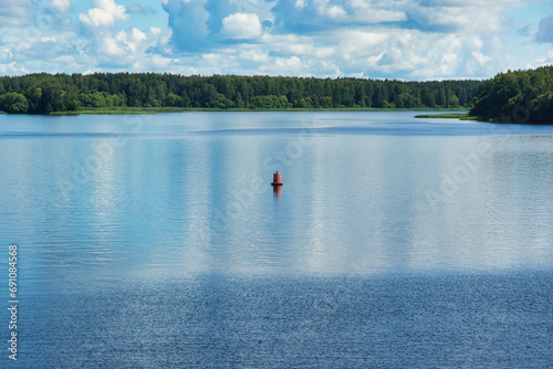 River landscape with coastal nature, cruise on the Volga