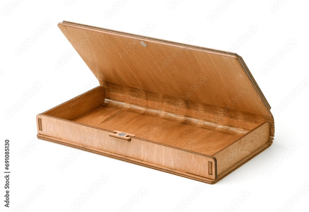 Open decorative wooden case with lid Open decorative wooden case with lid