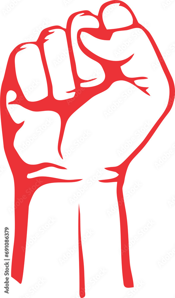 Raised and closed fist icon in high HD resolution on transparent