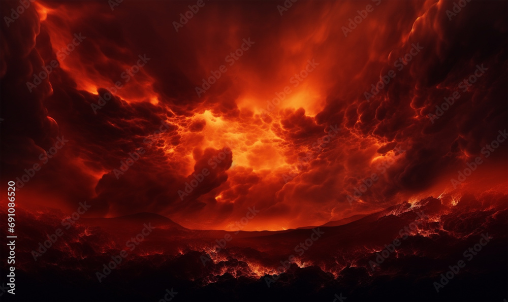 fire clouds ablaze in the sky, a cosmic dance where celestial flames paint tales of ethereal combustion.