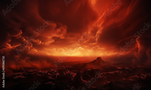 fire clouds in the sky, a celestial symphony where ethereal flames weave tales of cosmic combustion.