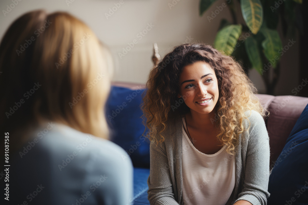 Woman having therapeutic session with phycologist Woman having therapeutic session with phycologist