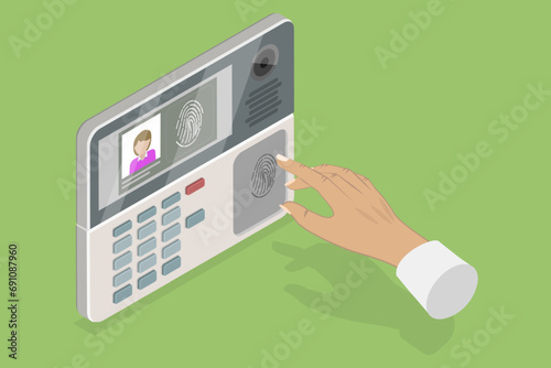 3D Isometric Flat Vector Illustration of Authorization Security System, Access Control