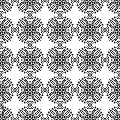 seamless black and white floral pattern. monochrome decorative circular openwork ornament. lace. print. cover. the coloring page. the mosaic.