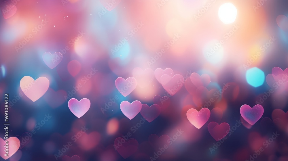 Blurred background with hearts.