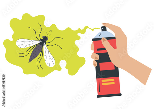 Mosquito anti spray insect protection pest control concept. Vector graphic design illustration

