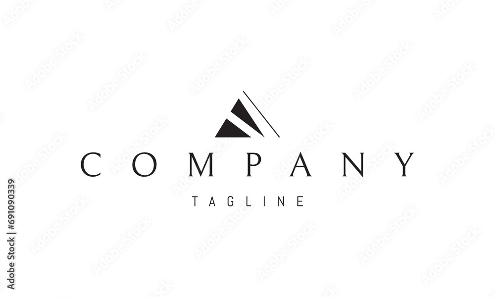 A vector logo with an abstract image of a triangle broken into parts. A vector logo with an abstract image of a triangle broken into parts.