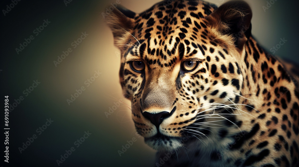 Naklejka premium LEOPARD. SELECTIVE FOCUS. Generative AI,