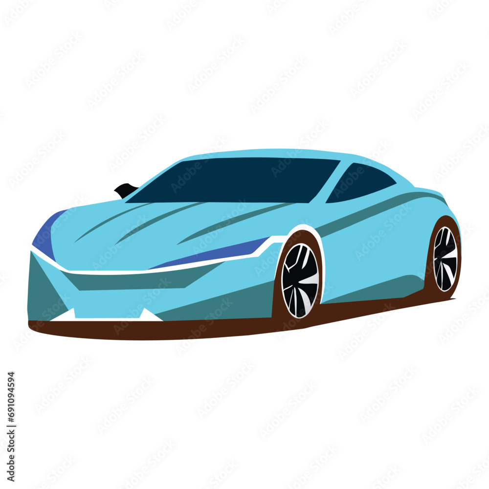 Modern city car, blue sports car vector