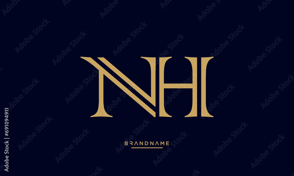 Alphabet letters NH or HN logo monogram Alphabet letters NH or HN logo monogram