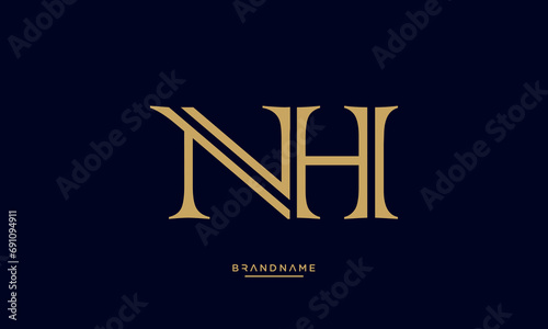 Alphabet letters NH or HN logo monogram