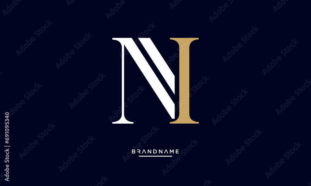 Alphabet letters NI or IN logo monogram Alphabet letters NI or IN logo monogram