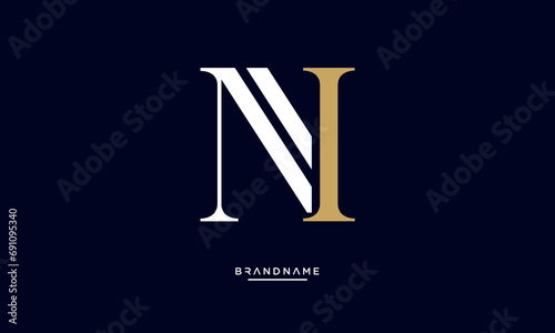 Alphabet letters NI or IN logo monogram