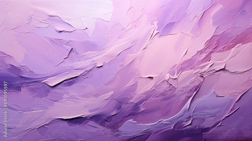 detailed textured impressionism abstract oil painting 16:9 wallpaper illustration with purple and pink brush strokes widescreen background - obrazy, fototapety, plakaty 