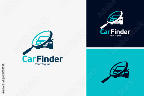 Car finder service logo, car inspection logo design vector template