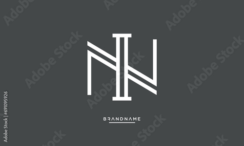 Alphabet letters NI or IN logo monogram