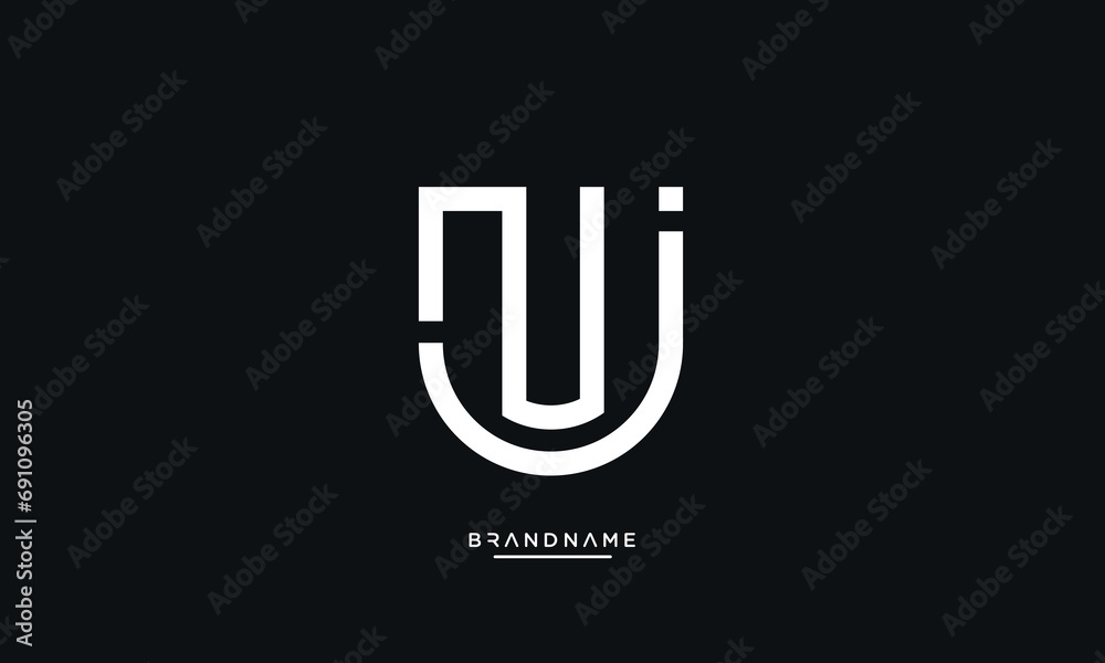 NJ or JN Alphabet letters logo monogram NJ or JN Alphabet letters logo monogram