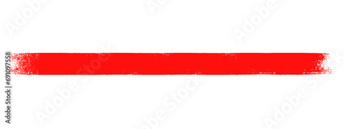 Red paint brush line isolated on white. Bright red color brush stroke swipe sample on transparent background photo