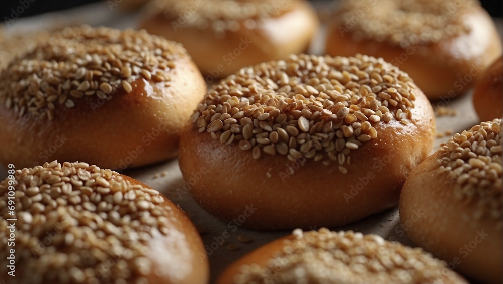 Artisan Breads: Fresh Loafs Topped with Nutritious Seeds. Generative A Artisan Breads: Fresh Loafs Topped with Nutritious Seeds. Generative A