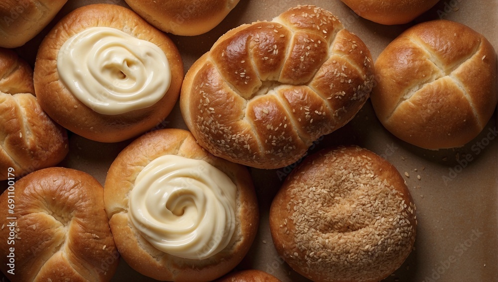 Artisan Breads: Fresh Loafs Topped with Nutritious Seeds. Generative A