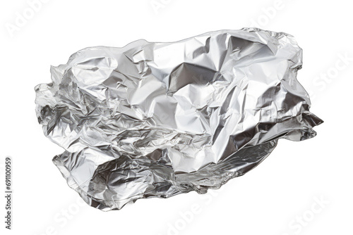 A crushed aluminium foil, transparent background, isolated image