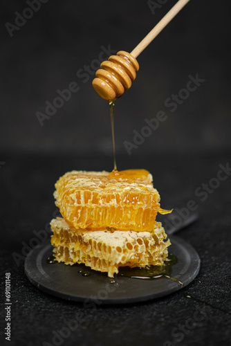 honey dripping from a honeycomb