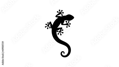 Lizard tattoo, black isolated silhouette