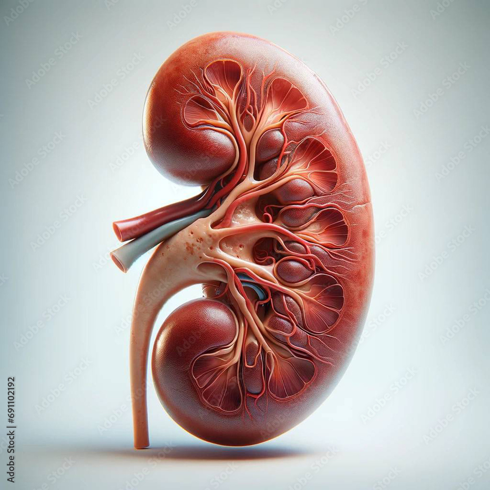 3D illustration of human kidney for transplantation. - obrazy, fototapety, plakaty 