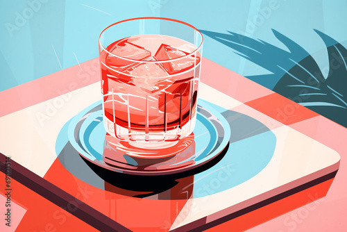 Fotografija Glass with red pink summer aperitive drink with ice