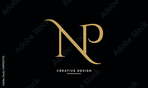 NP or PN Alphabet letters icon logo photo