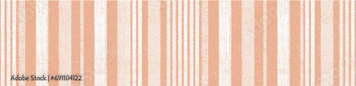 Coastal retro ikat stripes. Zigzag pattern seamless. Geometric chevron Woven linen cloth background. Line striped closeup weave fabric abstract illustration, wallpaper. Peach fuzz colors of the year