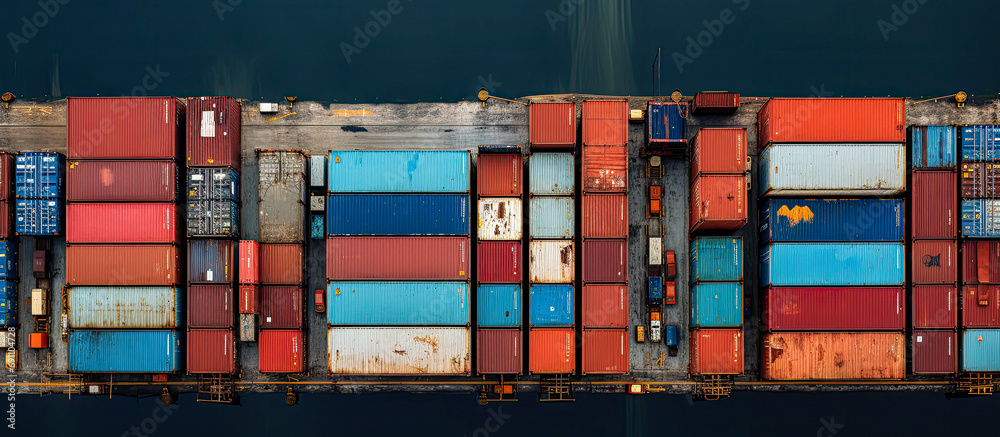 Fototapeta premium background, logistic, shipping, transportation, cargo, trade, transport, export, import, commerce. the most global shipping operations ship boat cargo container and crane on ocean background.