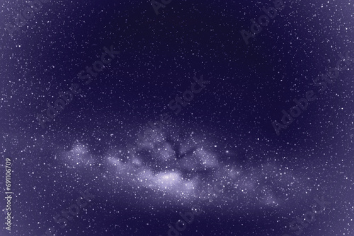 Night starry sky and Milky Way. Monochrome cold blue space background