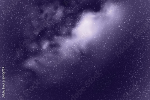 Night starry sky and Milky Way. Monochrome cold blue space background.
