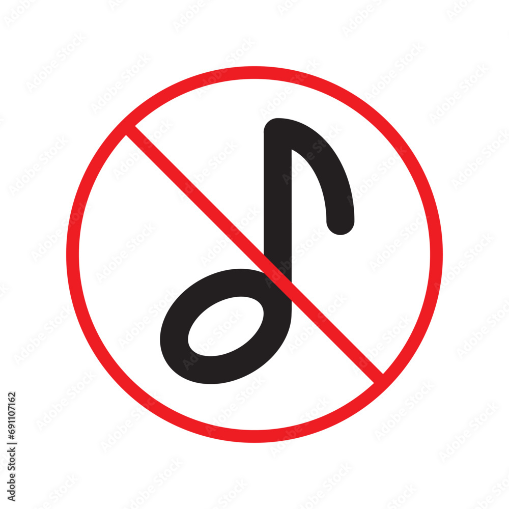 No music icon. Forbidden noise icon. No sound vector sign. Prohibited loud vector icon. Warning, caution, attention, restriction, danger flat sign design. Silence vector icon pictogram UX Uİ No music icon. Forbidden noise icon. No sound vector sign. Prohibited loud vector icon. Warning, caution, attention, restriction, danger flat sign design. Silence vector icon pictogram UX Uİ