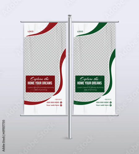 real estate house property lamp post advertising pole banner design template