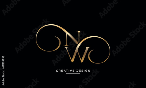 NW or WN Alphabet letters abstract logo