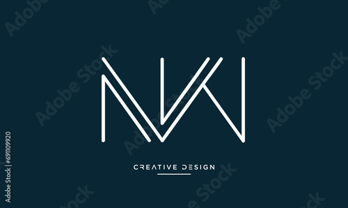 NW or WN Alphabet letters abstract logo