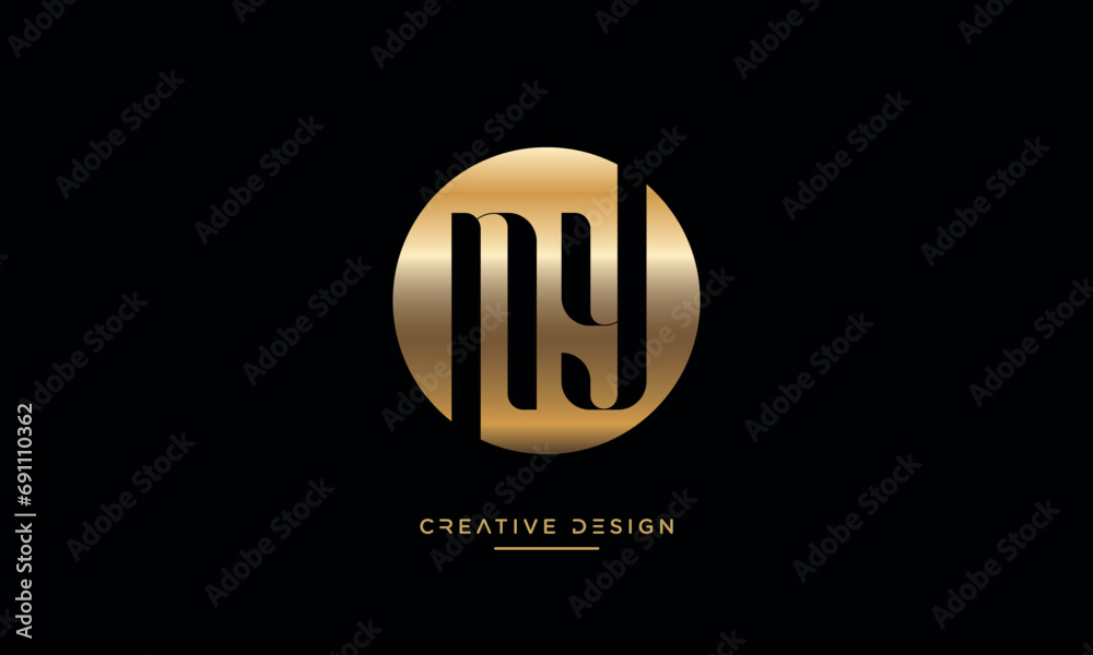 NY or YN Alphabet letters abstract logo monogram