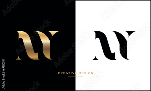 NY or YN Alphabet letters abstract logo monogram